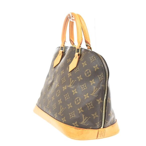 LOUIS VUITTON LV Logo Alma Hand Bag Monogram Leather Brown France - Picture 4 of 5
